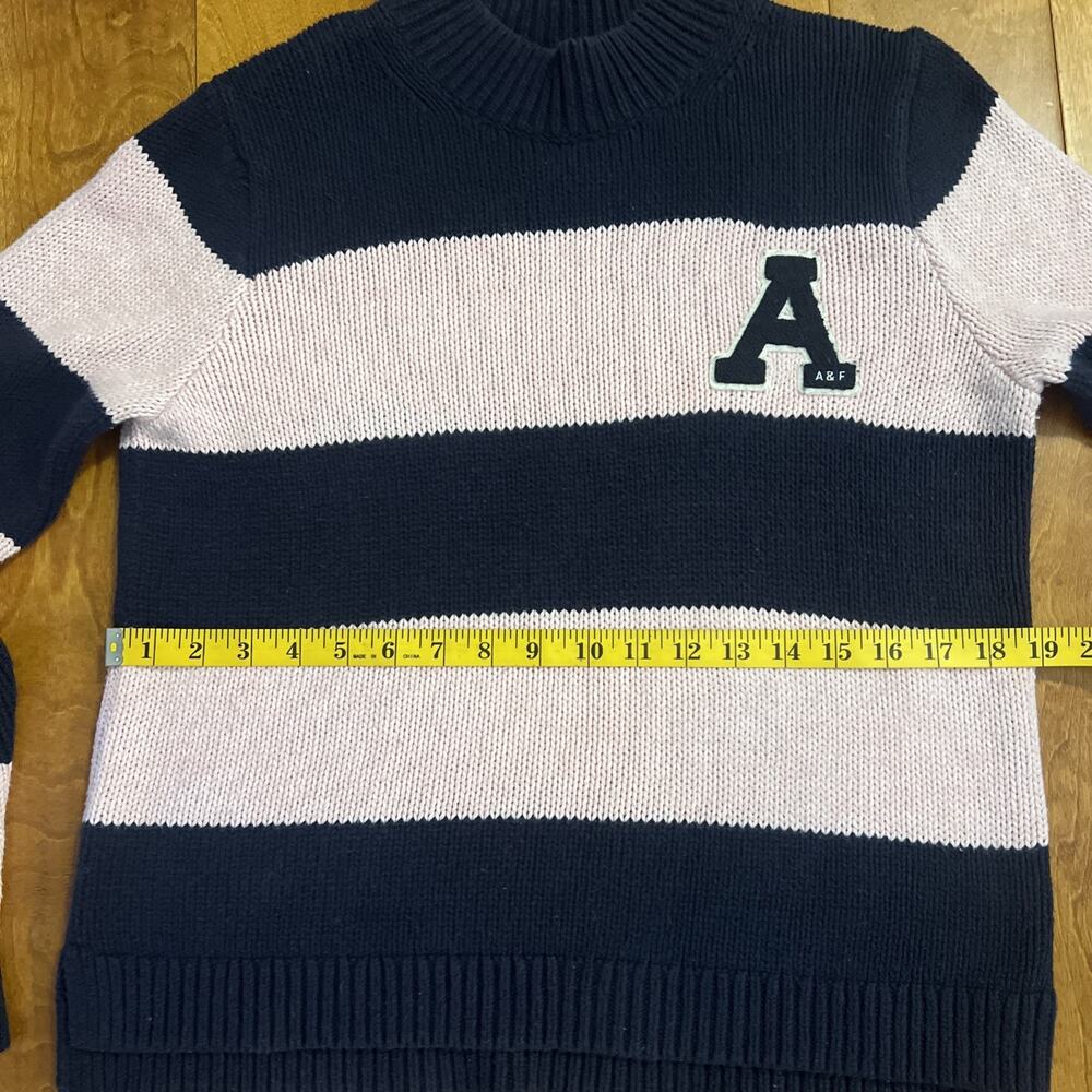 Abercrombie & Fitch Navy Striped Sweater Size M Preppy Coastal Nautical Academia - Picture 5 of 8
